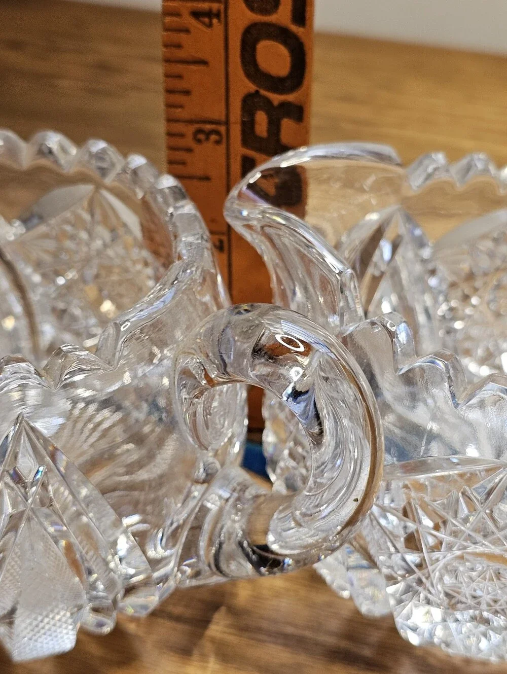 Antique ABP Cut Glass Creamer & Sugar Bowl Set Hobstar Sawtooth
